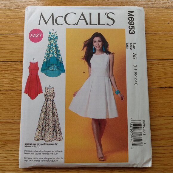 Dress Sewing Pattern Size 6-14 McCall's 6953 Sleeveless UNCUT - Picture 1 of 10